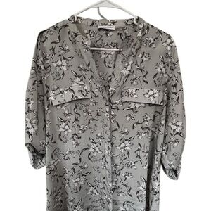 Calvin Klein Black and Gray Floral Top